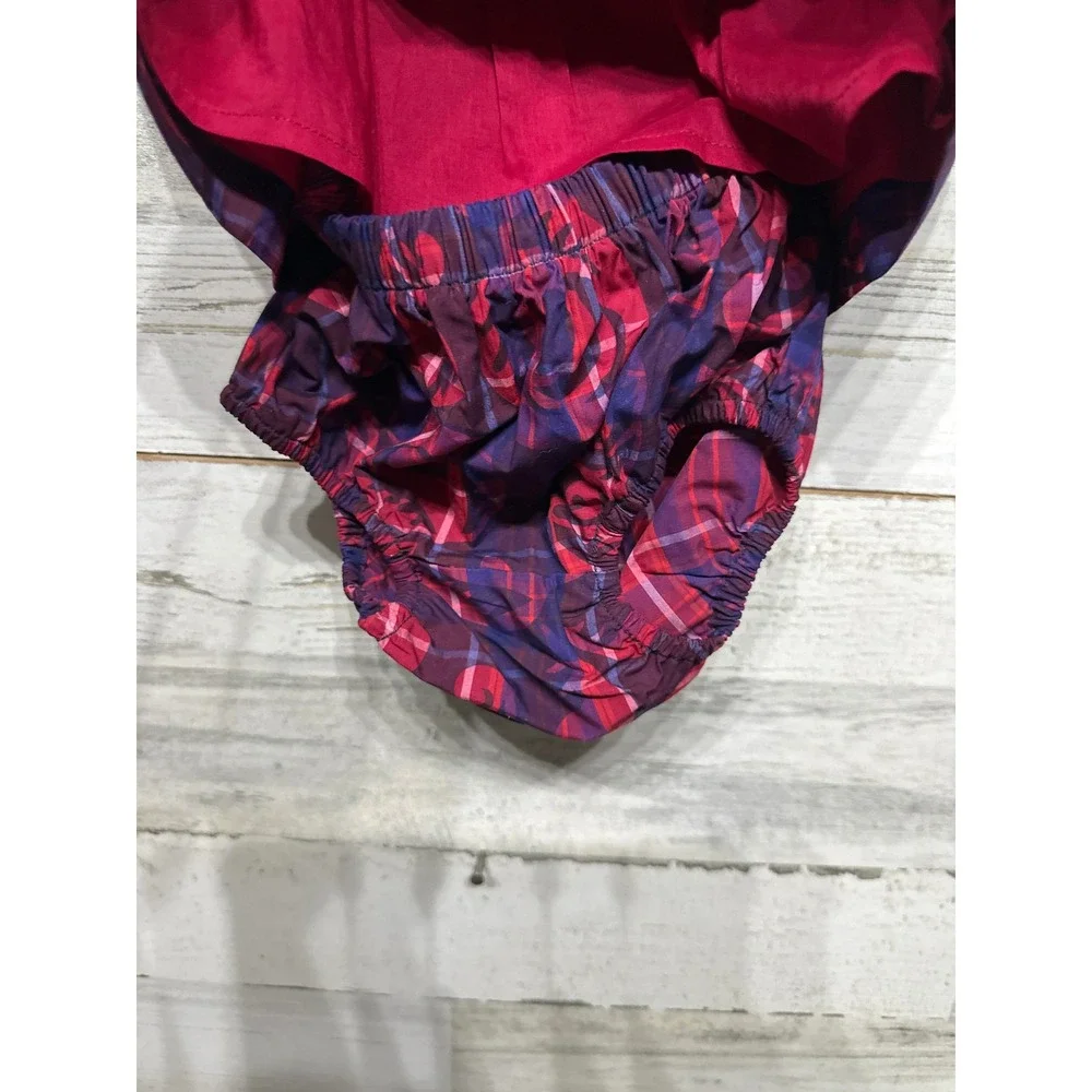 Tea Collection Dress Set Girls 3-6M Purple Pink Plaid Smocked Floral NWT